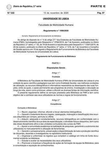 Regulamento de Funcionamento da Biblioteca