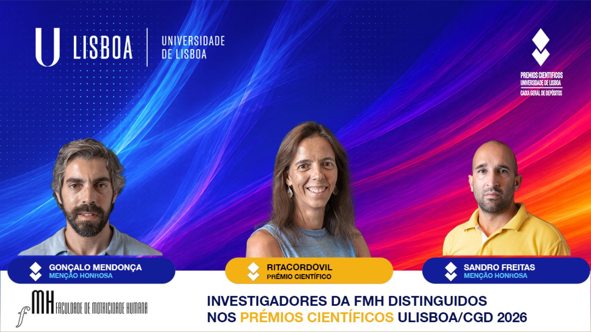 Investigadores da FMH distinguidos nos Prémios Científicos ULisboa/CGD 2026